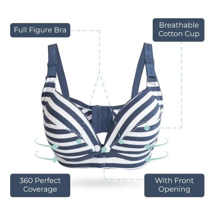 Mooimom Stripe Front Buckle Maternity &amp; Nursing Bra (B13302) EZ, WN - Bra Hamil Menyusui