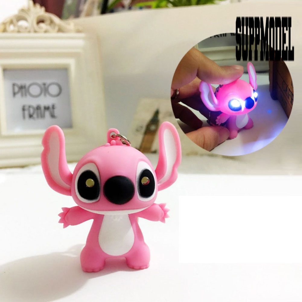 Suppmodel 1Pc Gantungan Kunci Desain Stitch Kartun Lucu Dengan Lampu LED + Suara