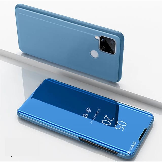 Realme C15 Clear View Standing Mirror Cover Flip case