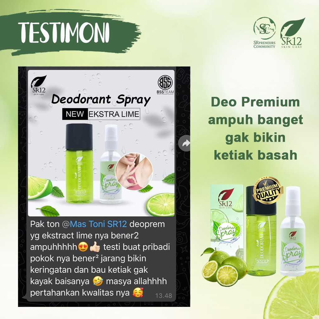 TERAMPUHH.!! PAKET TUMPAS BAU BADAN SR12 BPOM / MENGHILANGKAN BAU KERINGAT / MENETRALKAN AROMA TUBUH