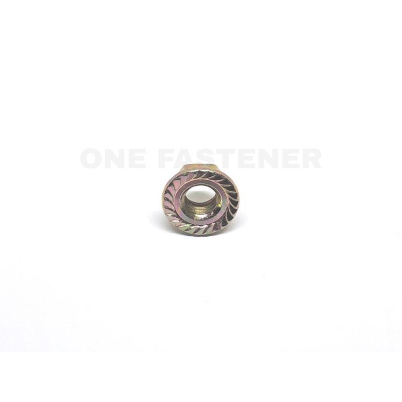 100 Pcs Mur Flange Nut M6 Kuning topi 6mm 6mili pitch 1.0 Kunci 10