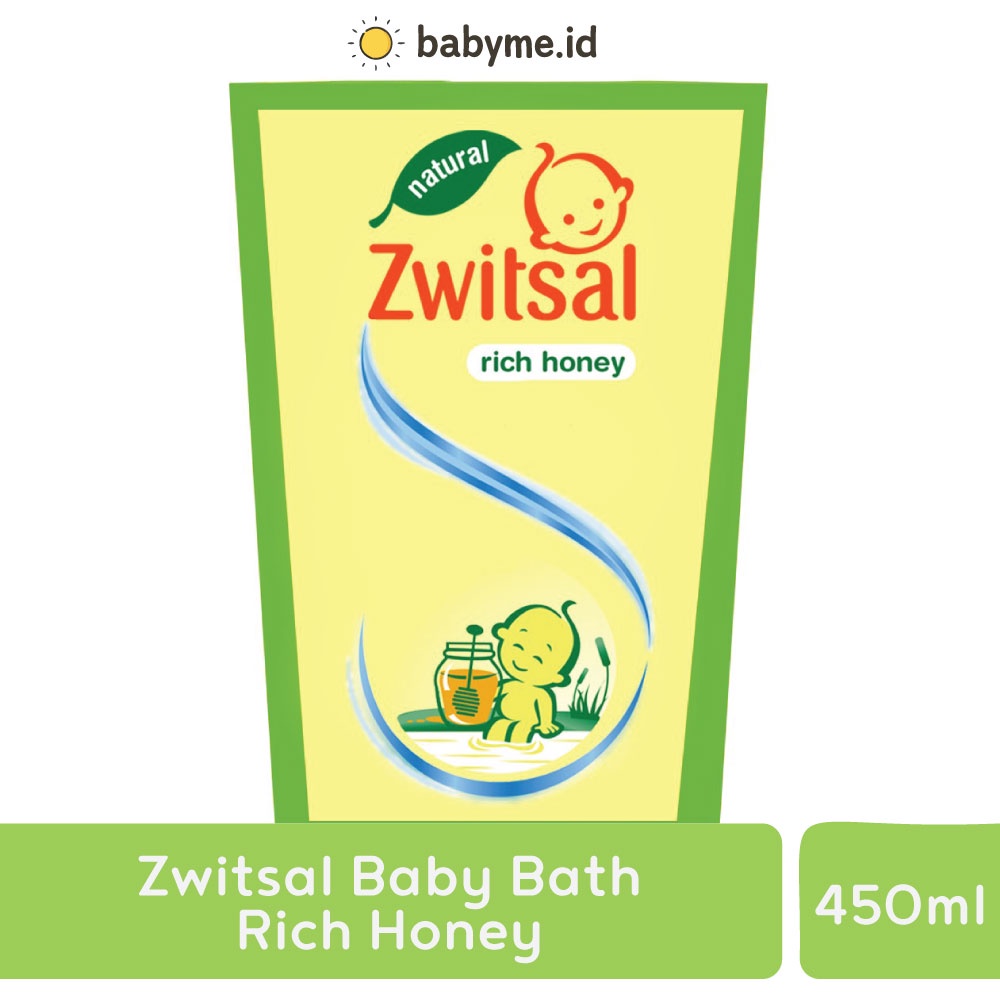 Zwitsal Natural Baby Bath Milk &amp; Honey Pouch 450ml (switsal) refill sabun bayi