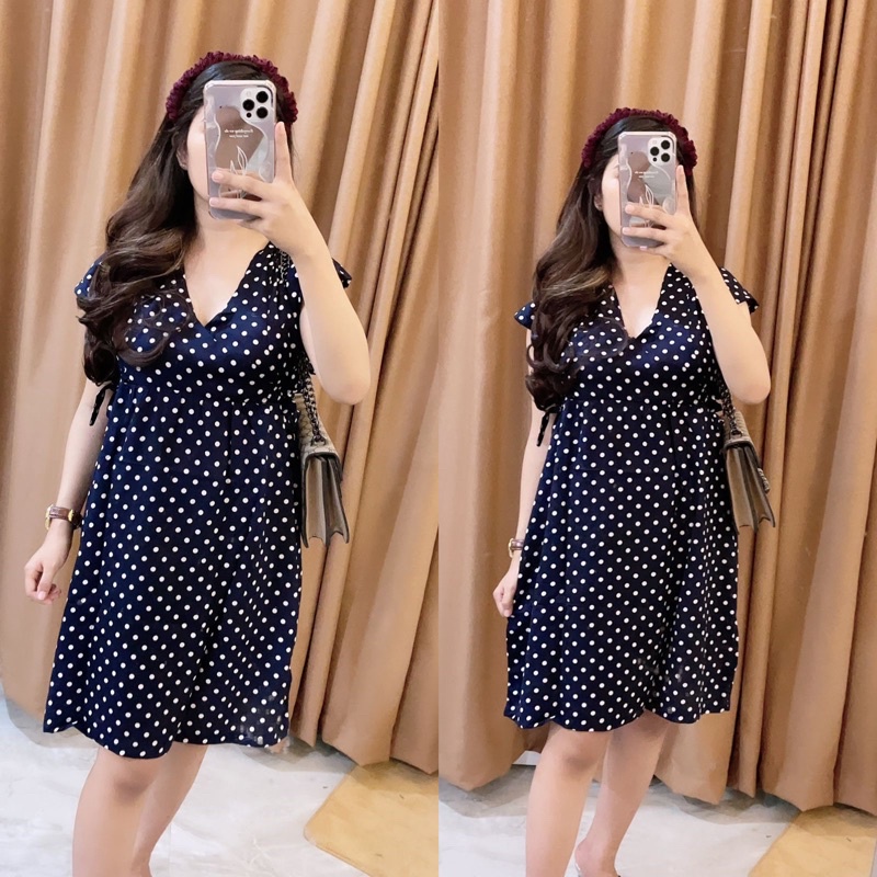 Baju tidur Daster kekinian kimono busui frendly bahan rayon adem-POLKA NAVY