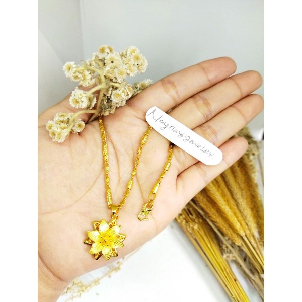 Kalung koin bambu mawar uk 60cm ( warna emas 24k)