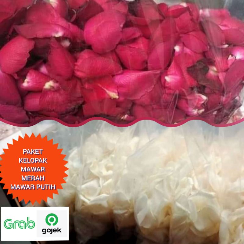 kelopak mawar merah dan mawar putih 1 paket rose flowers