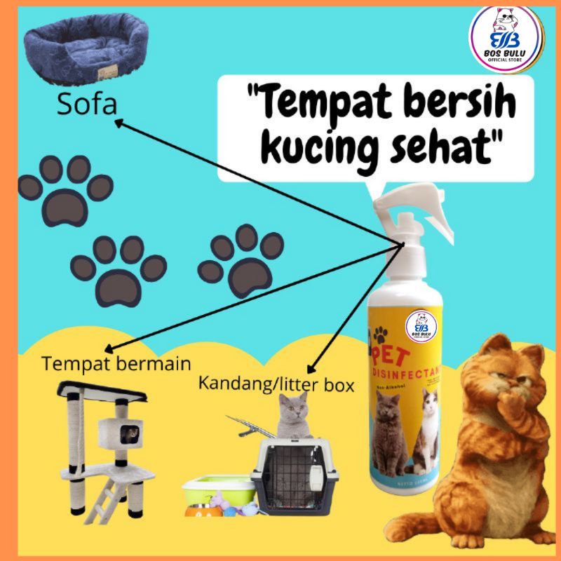 pet disinfektan spray semprot pembersih tubuh kandang tempat makan bermain litterbox kucing anjing 250ml