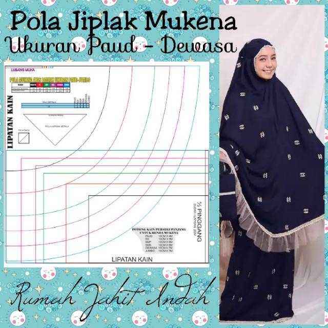 Pola Jahit Pola Mukena Atas Bawah untuk Paud-Dewasa dan Jumbo