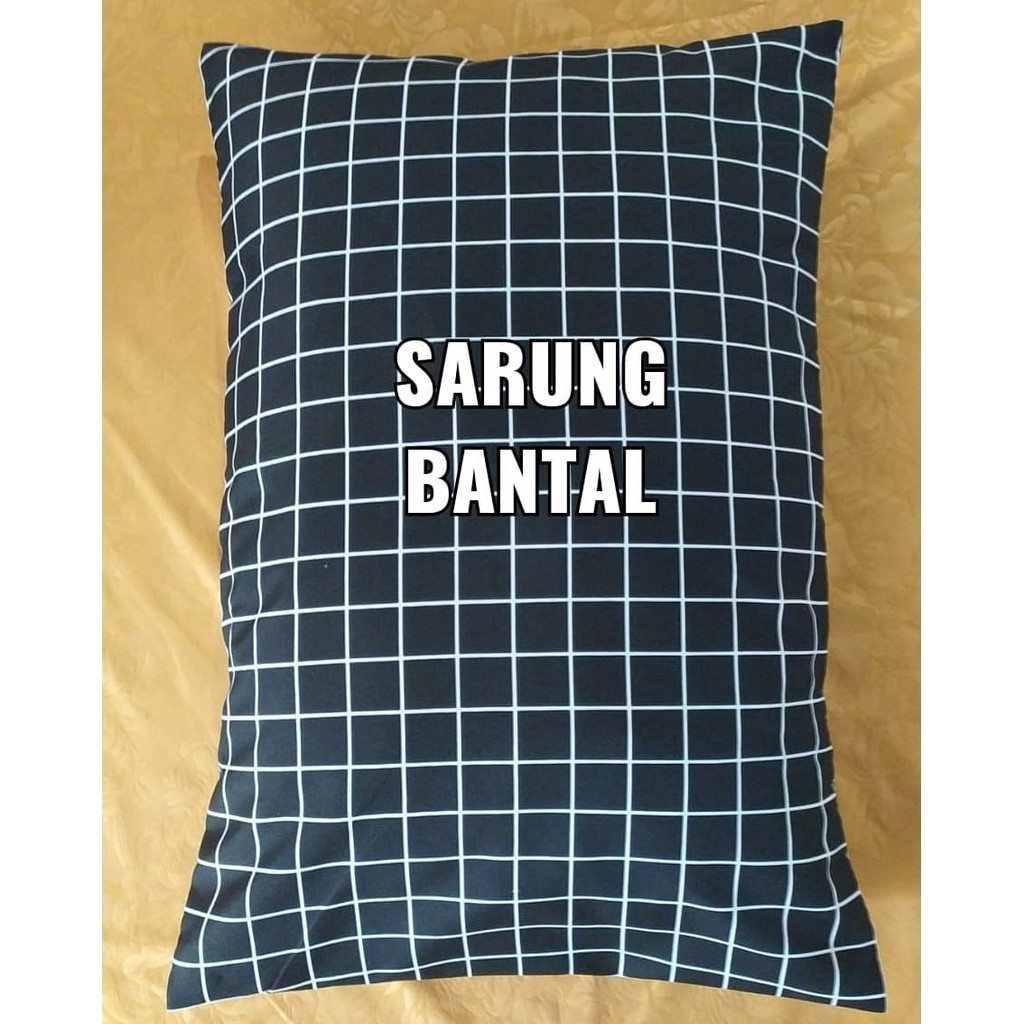 SARUNG BANTAL SARUNG GULING KOTAK-KOTAK MINIMALIS SIZE 50x70 (48x68) / SARBAN AESTHETIC SPREI MOTIF