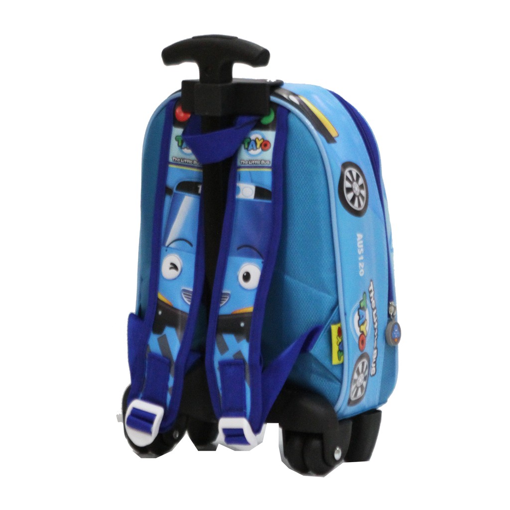 Tas Anak Sekolah PAUD Trolley Dorong Gambar BUS Astronot Bahan Kain Sponge Tahan Air