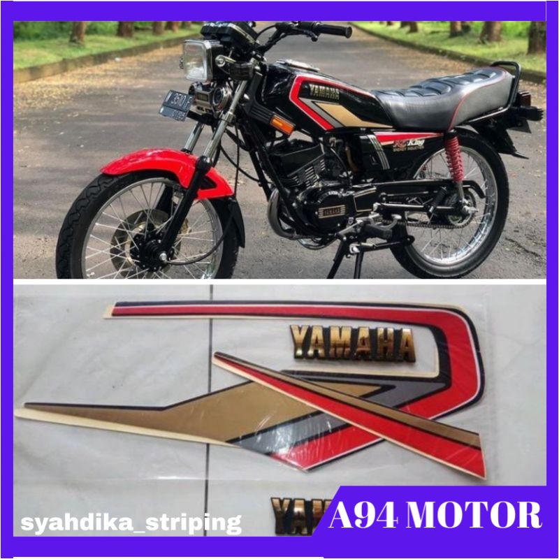 (COD) STICKER STRIPING LIS BODY YAMAHA RX KING COBRA 1992 HITAM GRAFIS MERAH DAN EMBLEM YAMAHA TERLA