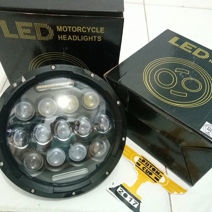 Lampu Depan Reflektor LED DAYMAKER Spider Eye 7 Inci Universal Motor Aksesoris Variasi Sparepart