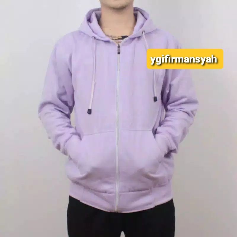 JAKET HOODIE  ZIPPER  RESLETING  POLOS  UNGU  MUDA / lavender