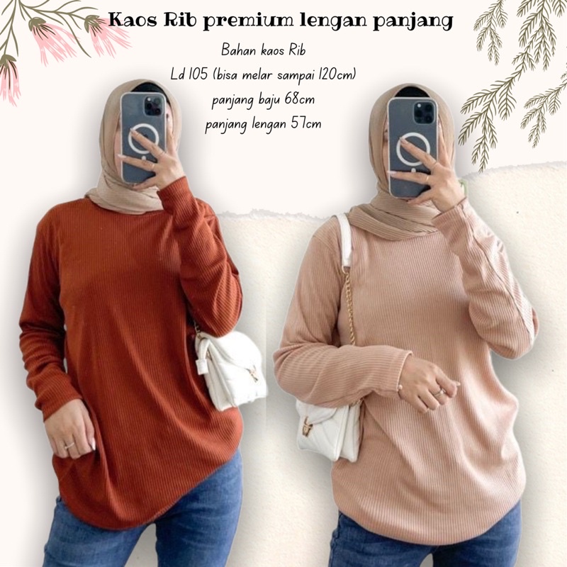 KAOS RIB PREMIUM OBLONG LENGAN PANJANG | KAOS POLOS LENGAN PANJANG | KAOS POLOS WANITA | KAOS RIB PR