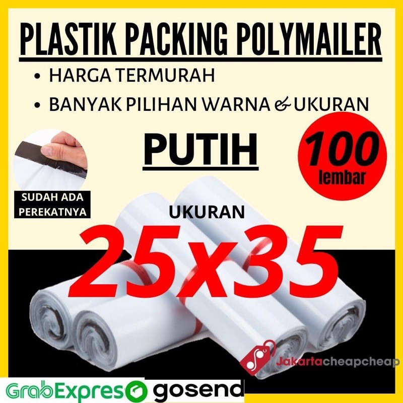 Plastik Packing Polymailer 25x35 Putih Amplop Packing Online Termurah