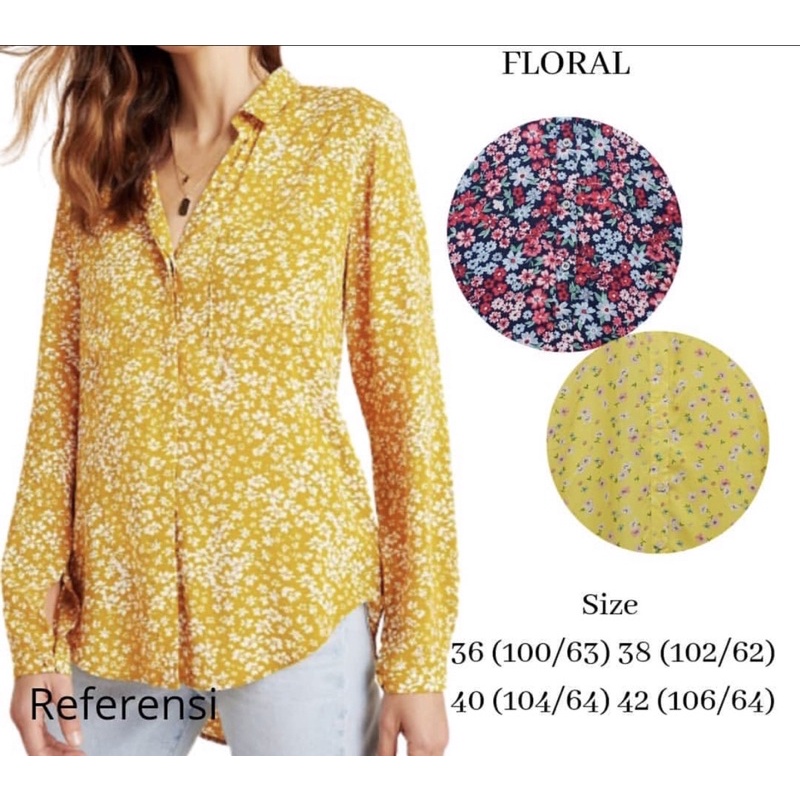 Kemeja Lengan Panjang Wanita H*M Floral