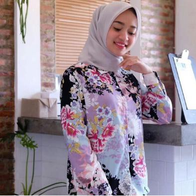 Kemeja Wanita Batik Kuliah Muslim Baju Atasan Blouse Terbaru Tunik -