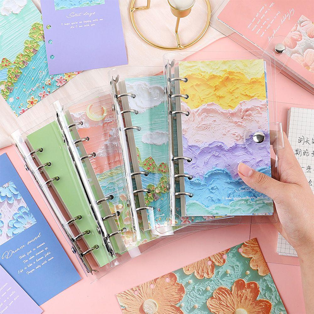 [Elegan] Notebook Cover Hadiah Siswa Kreativitas Alat Tulis Sekolah Buku Dilepas Lukisan Minyak Seri Tulisan Bantalan Notepad Book