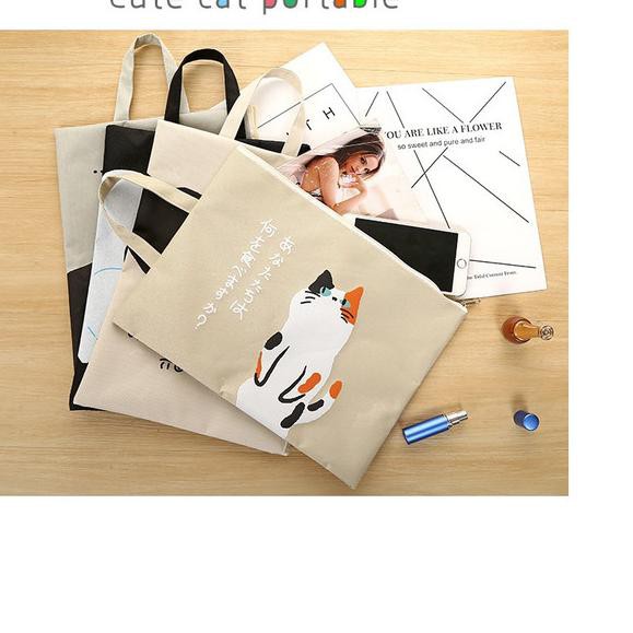 

❆ PF05 Japanese Cute Cat Portable A4 file Storage pouch bag Tempat Buku - cat tiga ✬