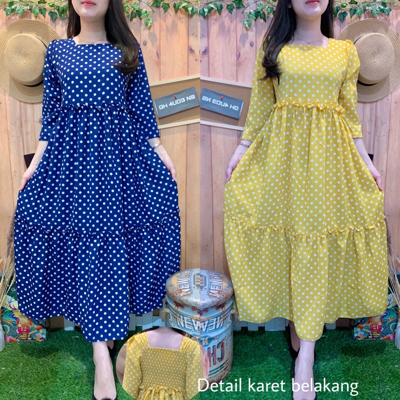 LONG DRESS MINI POLKADOT RUFFLE 3011-3