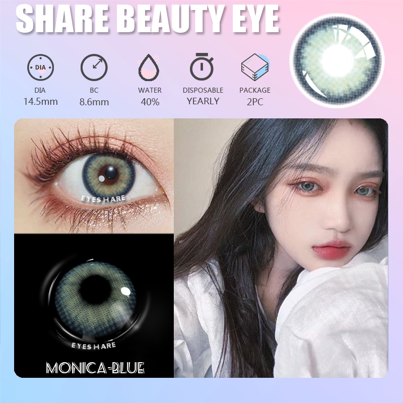 SRS (COD YES) Sepasang lensa kontak berwarna diameter 14.2MM mata soflen hitam softlens natural soflens korea aesthetic softlens minus(0.00) free lenscase PATTAYA gray/black harian soflen