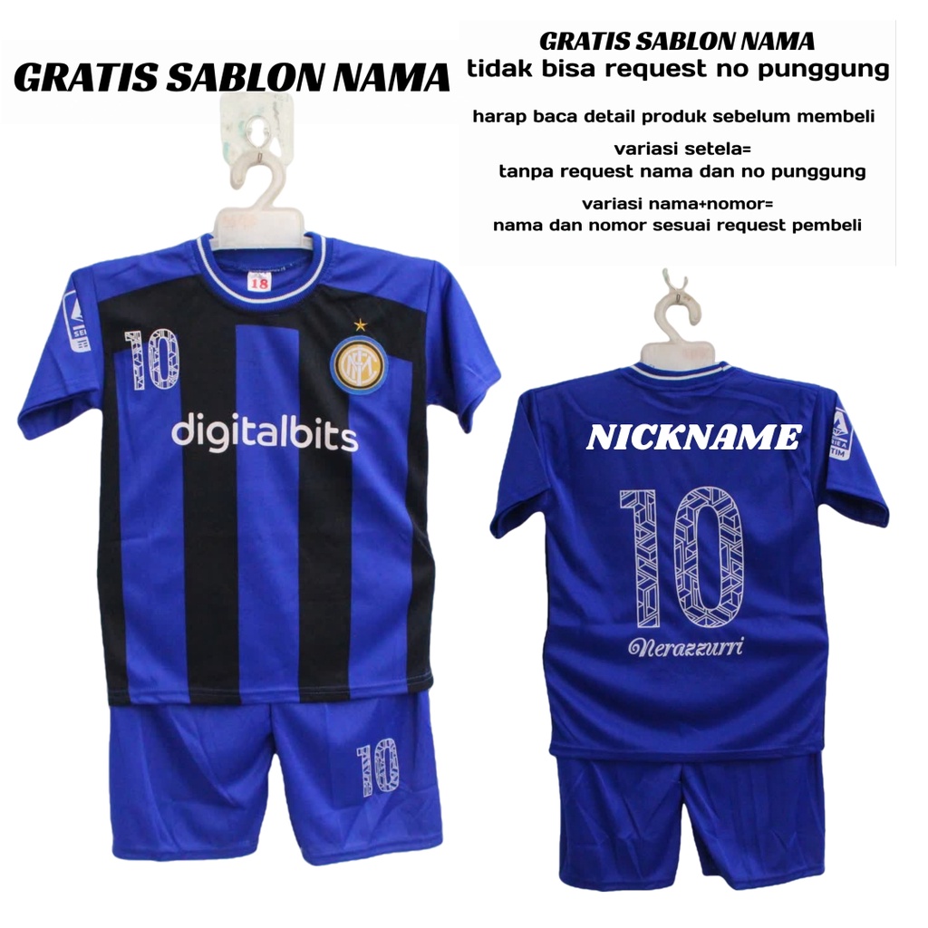 Setelan baju bola intemilan BISA SABLON NAMA SENDIRI