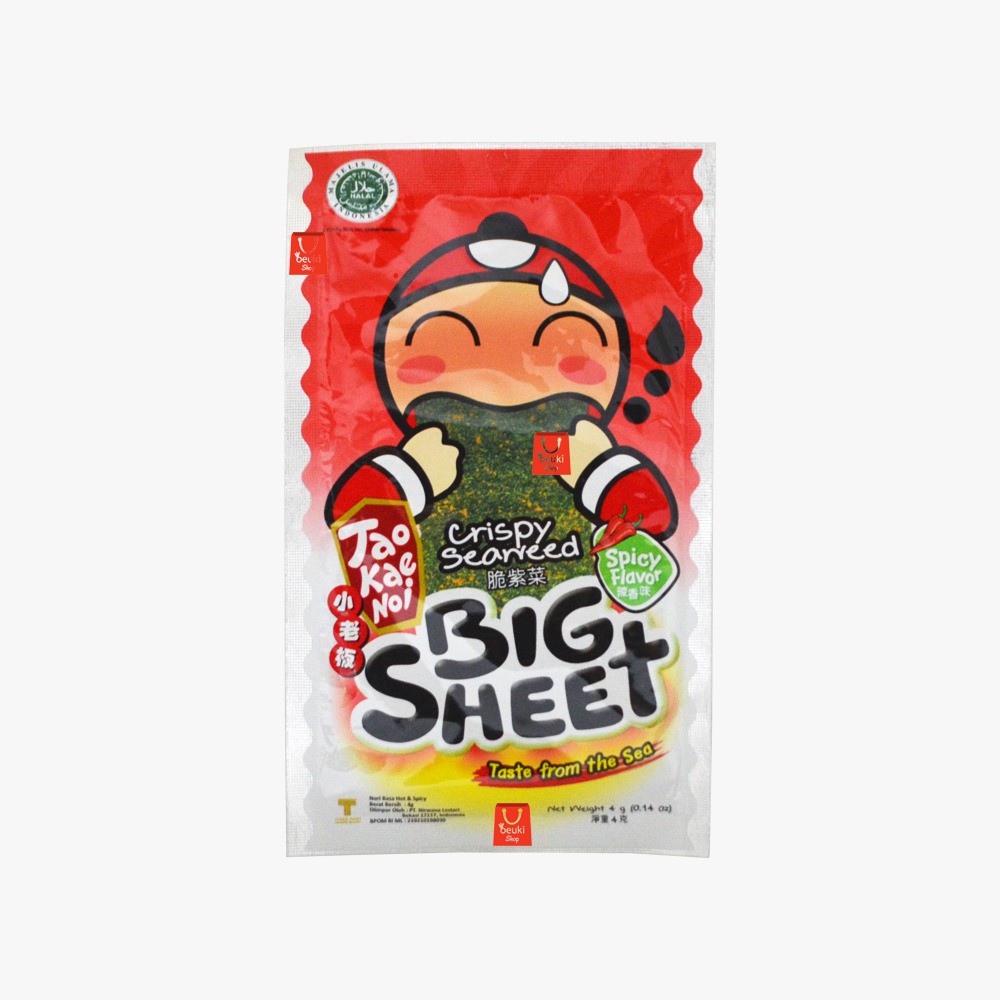 

ECERAN Tao Kae Noi Big Sheet Spicy Snack Rumput Laut Import dari Thailand - 4gr