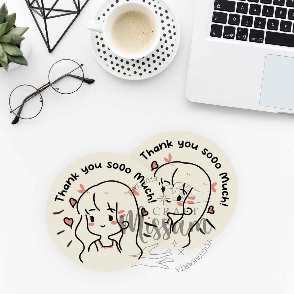 

100 Pcs Thank You Sticker Cute Girl TY050