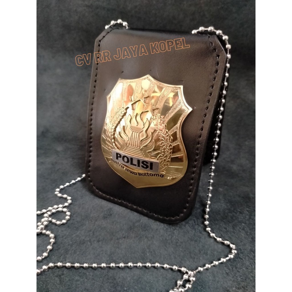 Dompet Kalung Lencana Polisi Dompet Kartu KTA Polisi Kulit Sepaket