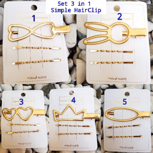 Set 3 in 1 Simple Hairclip Jepit Korea Style