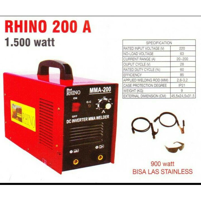 Las listrik trafo Rhino MMA 200 A