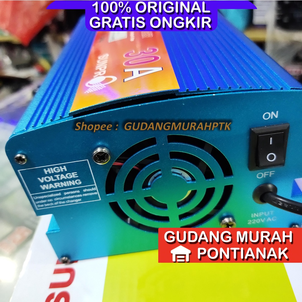 Charger Aki 30A Sunpro SU-1230B Alat Cas Aki 12V Motor dan Mobil Sunpro SU 1230B - harga termurah