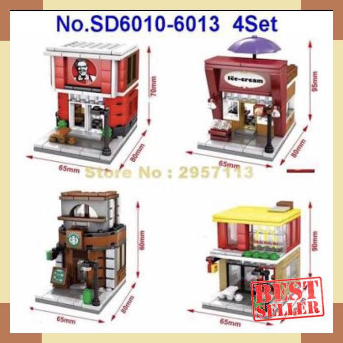 Lego Kw Sembo Block Mini Modular 4 in 1 KFC-Haagen Dazs-McD & Starbuck
