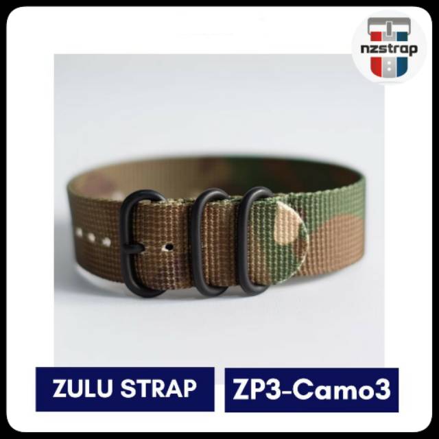 [ZP3-Camo3] Tali Jam Tangan Nylon Zulu Strap Premium 3 Ring PVD Buckle BALLISTIC NYLON