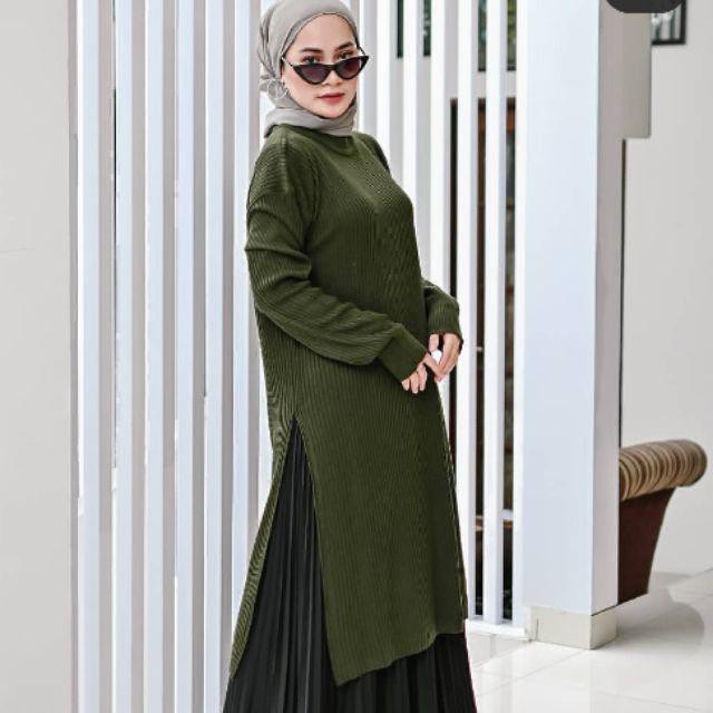 CUCI GUDANG!! Tunik Slit Rajut / Tunik Knited Belah