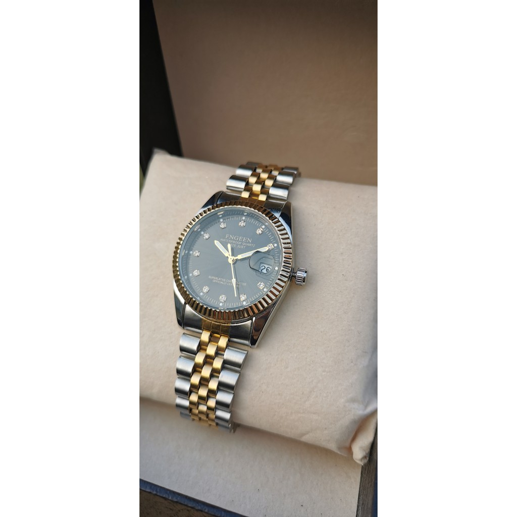 Jam Tangan Pria Wanita Analog / Man Woman Watch / FNGEEN Silver Gold Grosir Murah + BOX