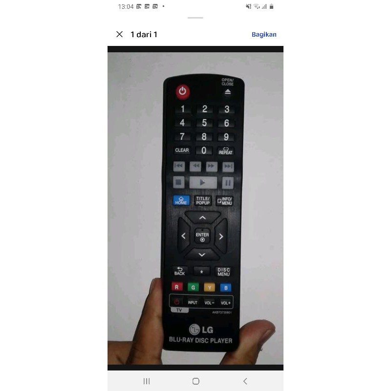 REMOTE BLU RAY DISC PLAYER KECIL MERK LG ORIGINAL ASLI