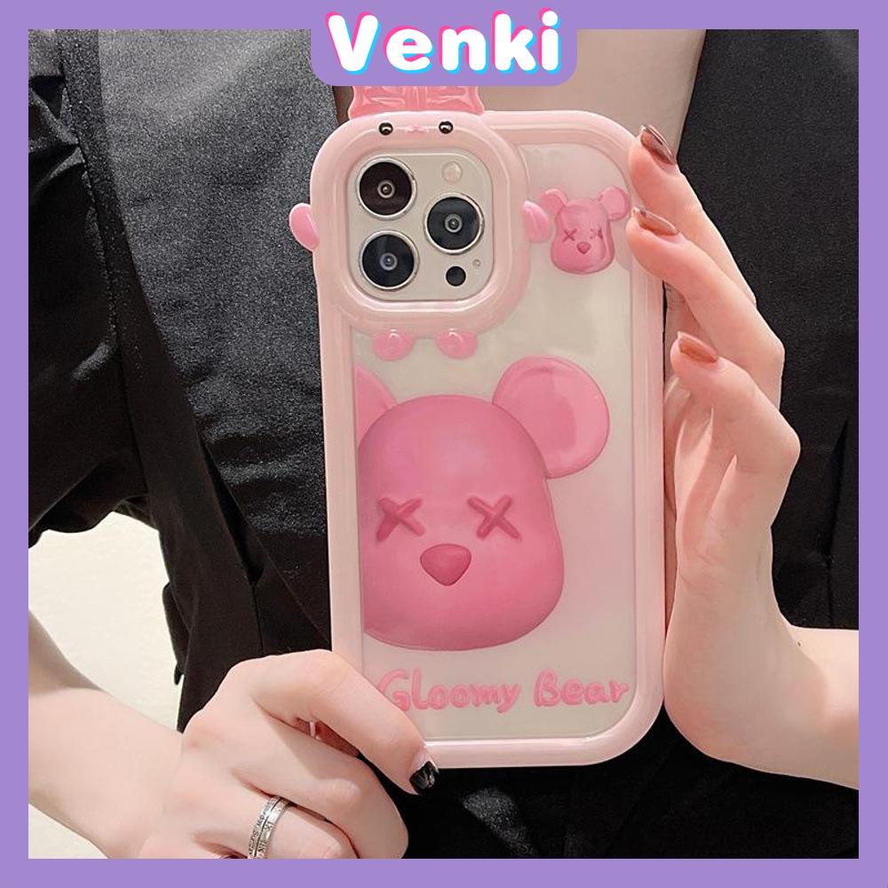 iPhone Case Silicone Soft Case Clear Case Airbag Shockproof Protection Camera Shiny Feel Pink Bear Cartoon Compatible For iPhone 11 Pro Max 13 Pro Max 12 Pro Max 7Plus xr XS Max