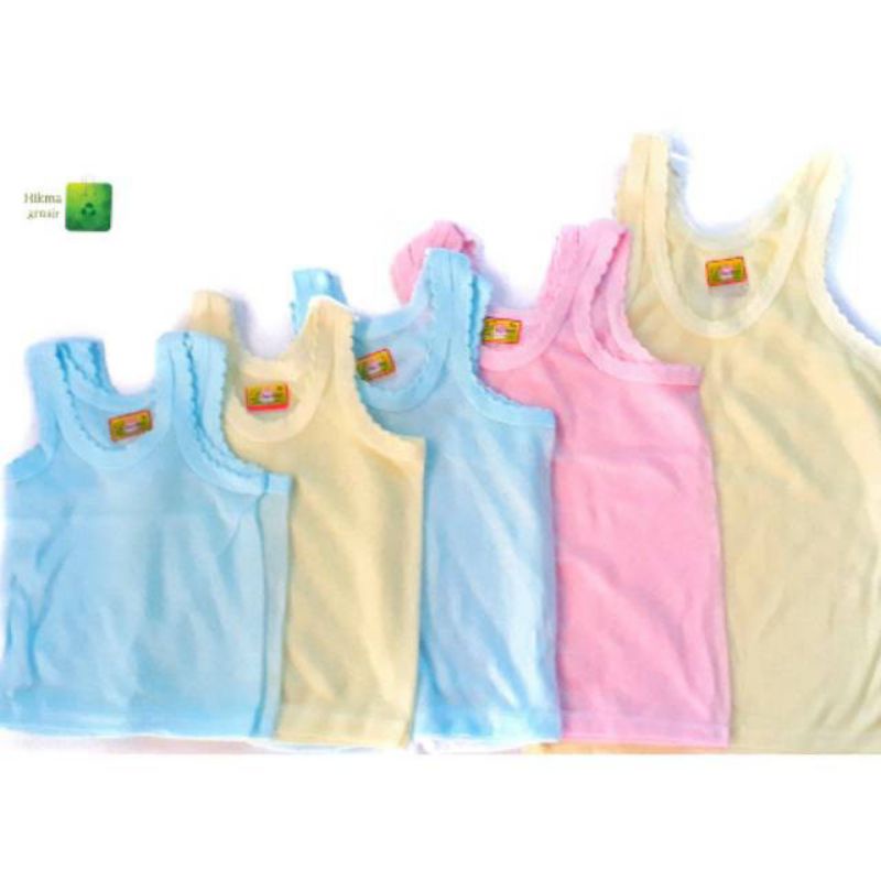 6 pcs singlet bayi dan anak anak warna.