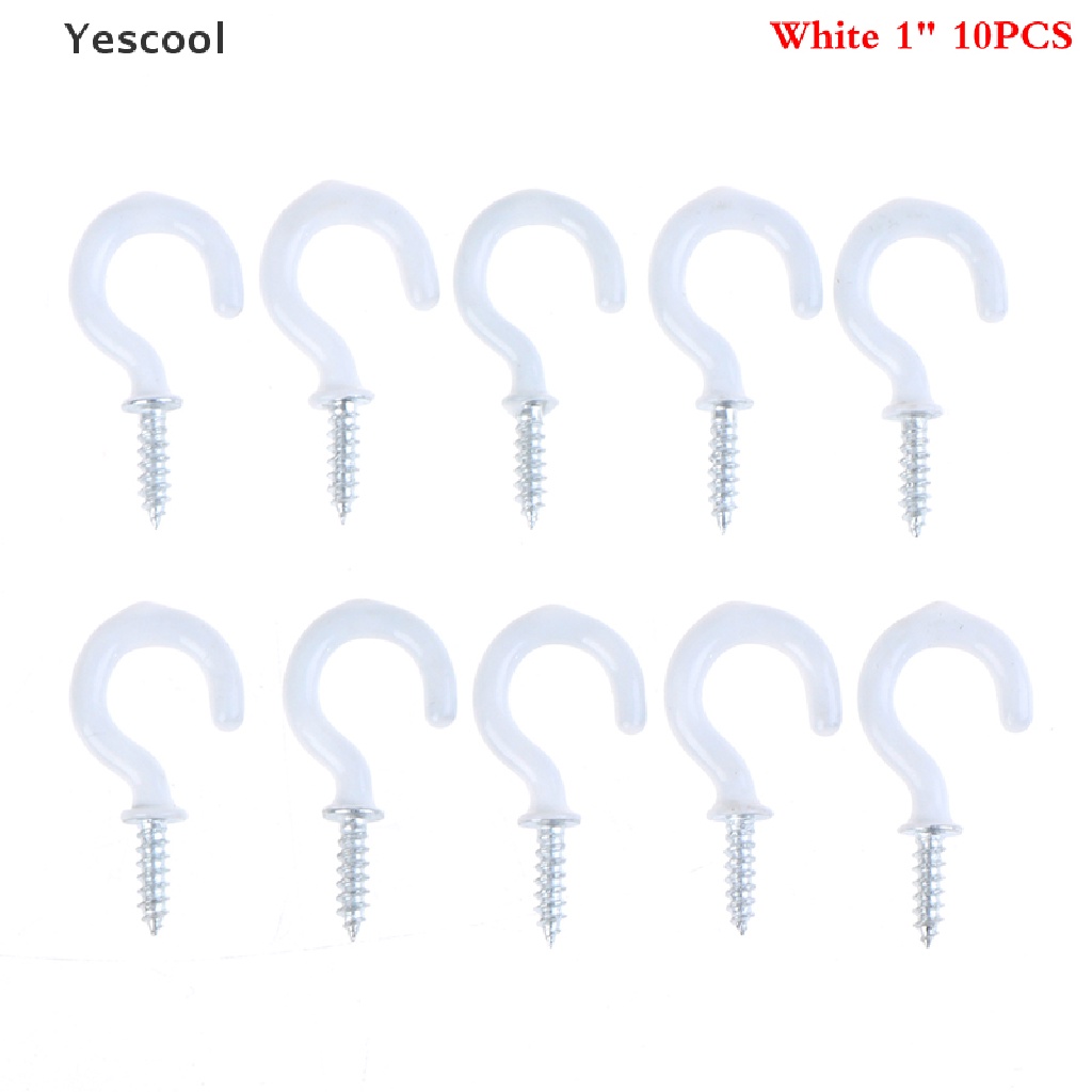 Yescool 10Pcs / Set Kait Gantung Gelas / Mug Bahan Stainless Steel Untuk Perlengkapan Rumah