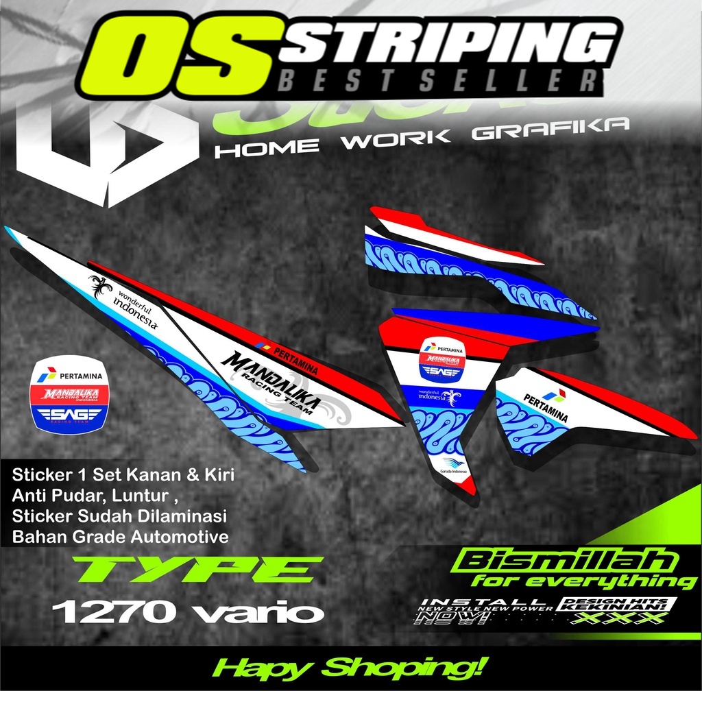 1270 Striping Stiker Vario 125 & 150 2015 2016 2017 List Variasi Mandalika Racing Team Moto Gp