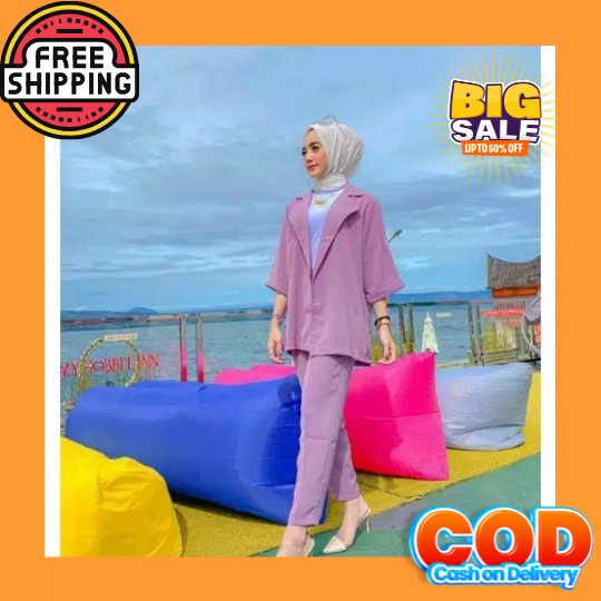Setelan Muslimah Modern Kekinian Setelan Wanita Kekinian Stelan Bahan  Mesya Set 2In1/Setelan Baju D