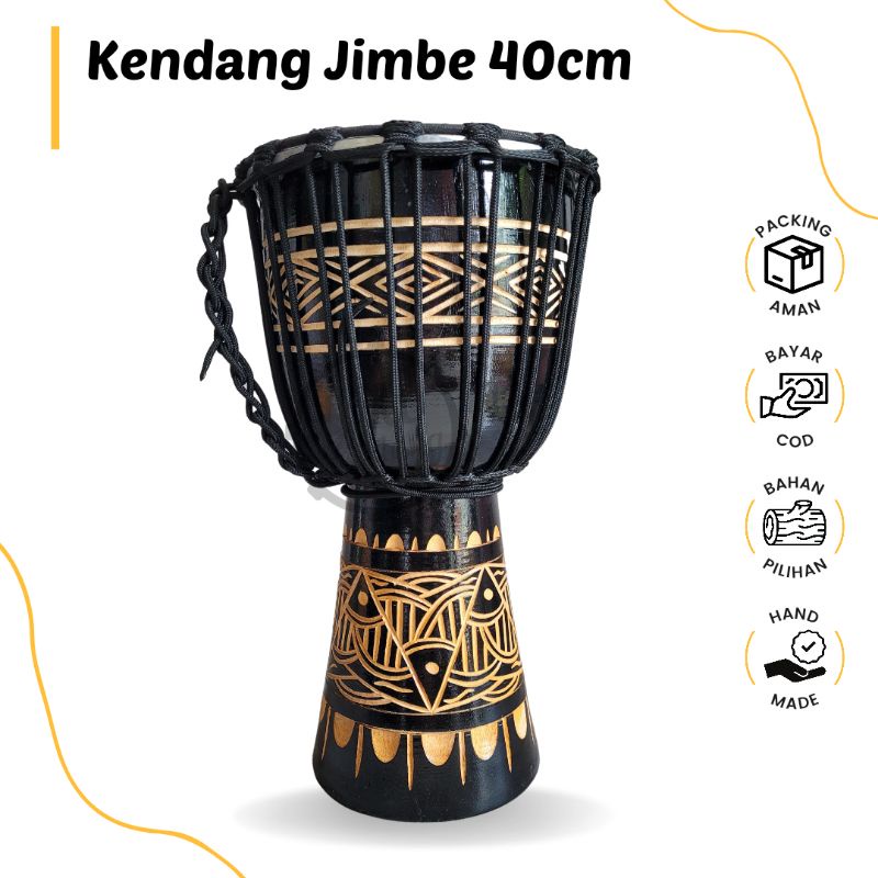 Jual Alat Musik Tradisional Kendang Jimbe 40cm Motif Ukir Gendang Ketipung Murah Bergaransi 0058