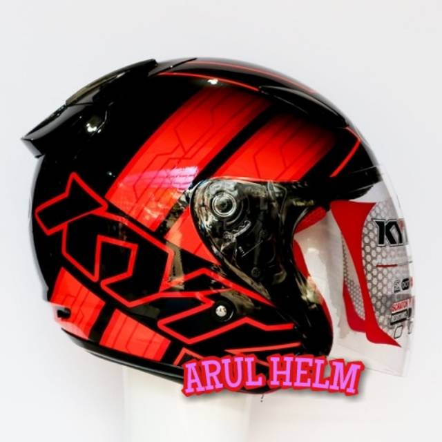 HELM KYT DJ MARU MOTIF #14 BLACK ORANGE FLUO
