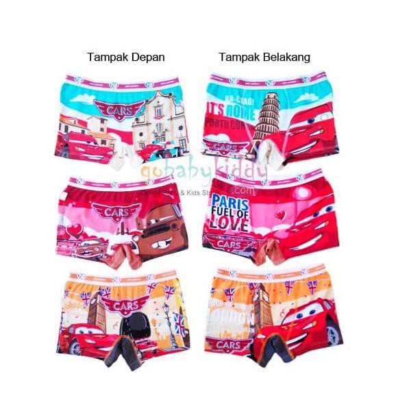 Celana Dalam Renang Boxer Anak 3 Pcs Cars Boy - Bad10 X25 Ready