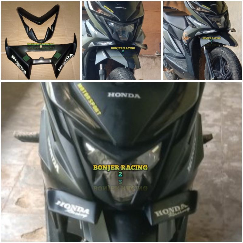 winglet plus Lis lampu depan Honda Beat street beat FI new hitam dop