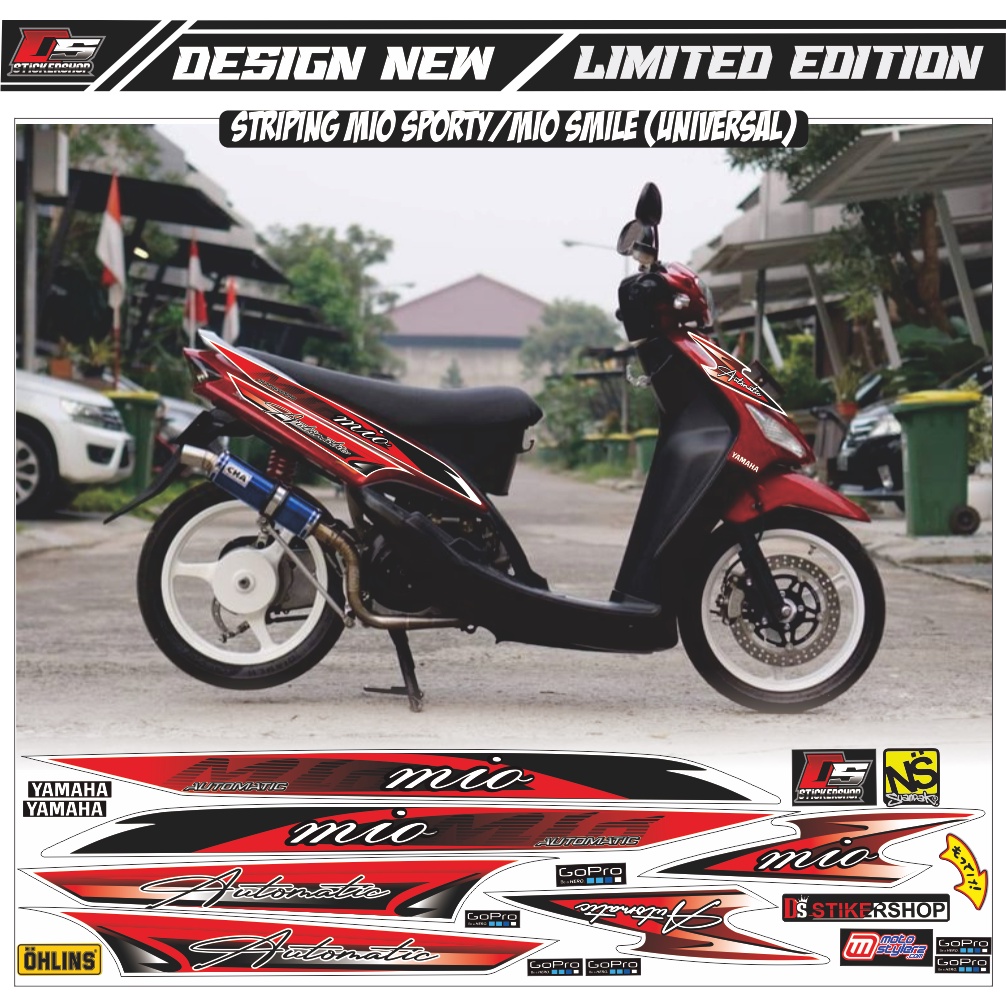 STRIPING VARIASI MIO SMILE/MIO SPORTY RACING/STRIPING MIO VARIASI WARNA MERAH LIS PUTIH