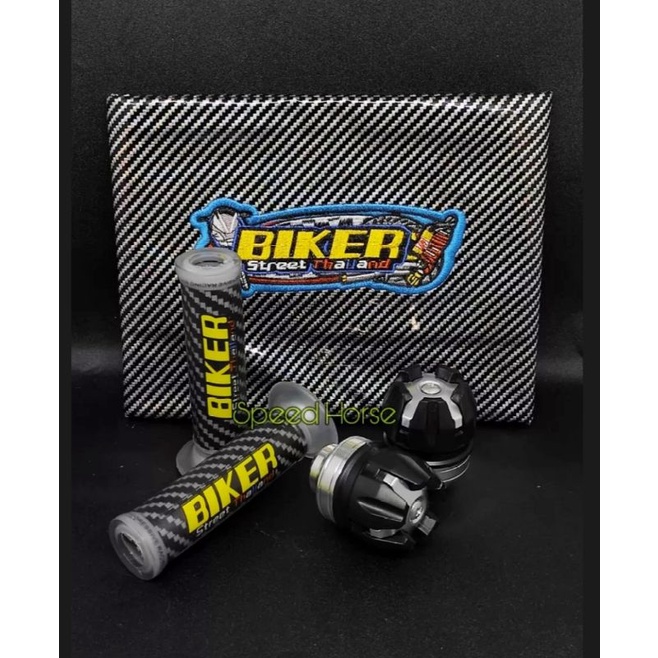 paket 3in1 Handgrip biker plus jalu as roda plus jok kulit biker untuk semua motor Universal