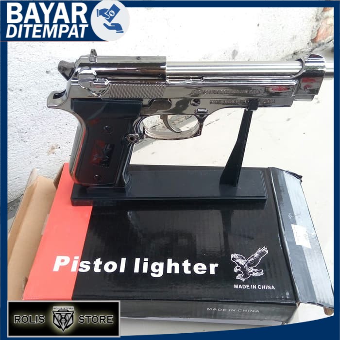 Promo COD Korek api Gas Pistol senapan bareta stand pajangan