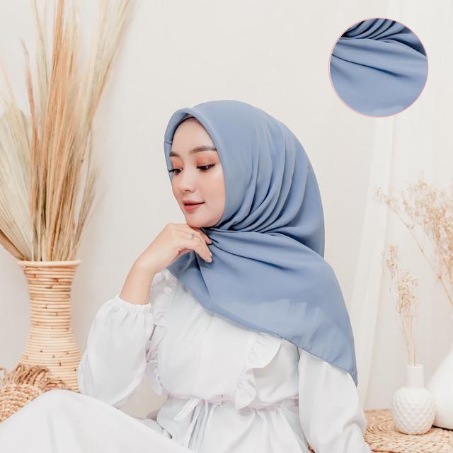 Hijab Segiempat Polycotton 115 x 115 Warna Part 1 Bella Square-DENIM