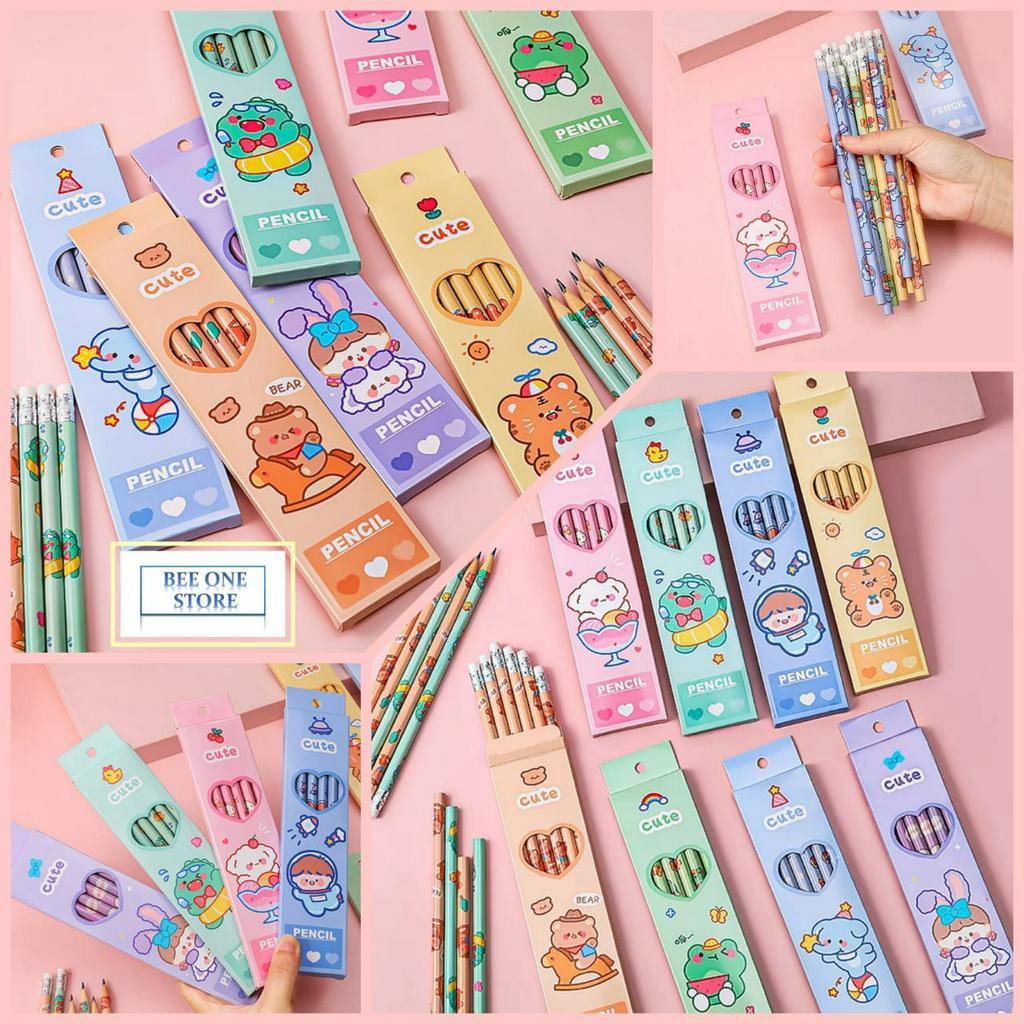 

BEE ONE - Pensil Set isi 6 Pcs Motif Lucu Alat tulis Set isi 6pcs Karakter